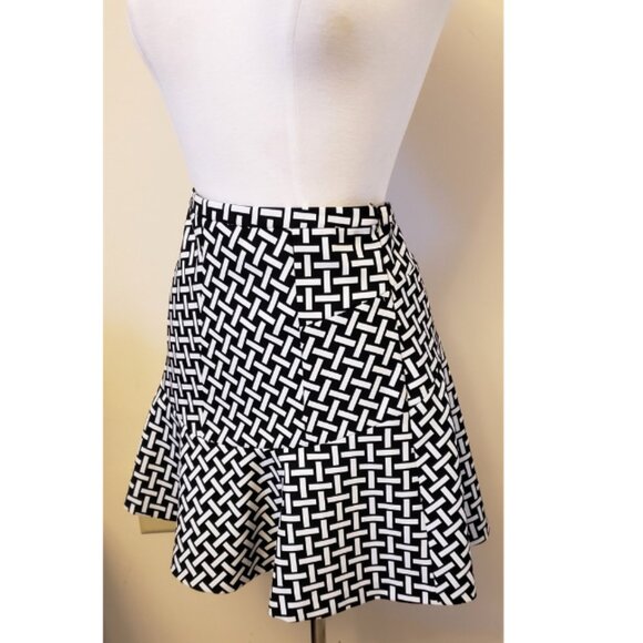 DVF Diane Von Furstenberg A-line Skirt Size-4 Multicolor Black & White - Picture 8 of 9